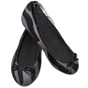 Gap kids girl shoes ballet flats animal print leopard tiger black gray 12~ 5 6 7